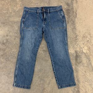 NWT J.Crew Denim Crop Ankle Patch Pocket Utility Jean Size 29